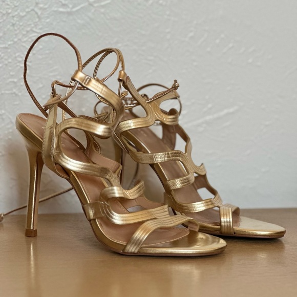 Express Shoes - Express Gold Gladiator Heels